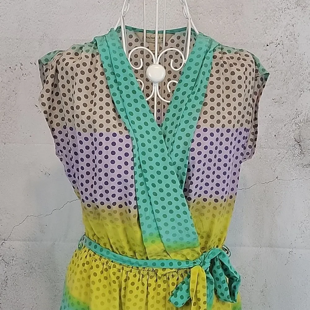 Presley skye silk polka-dot midi dress Women's Size S